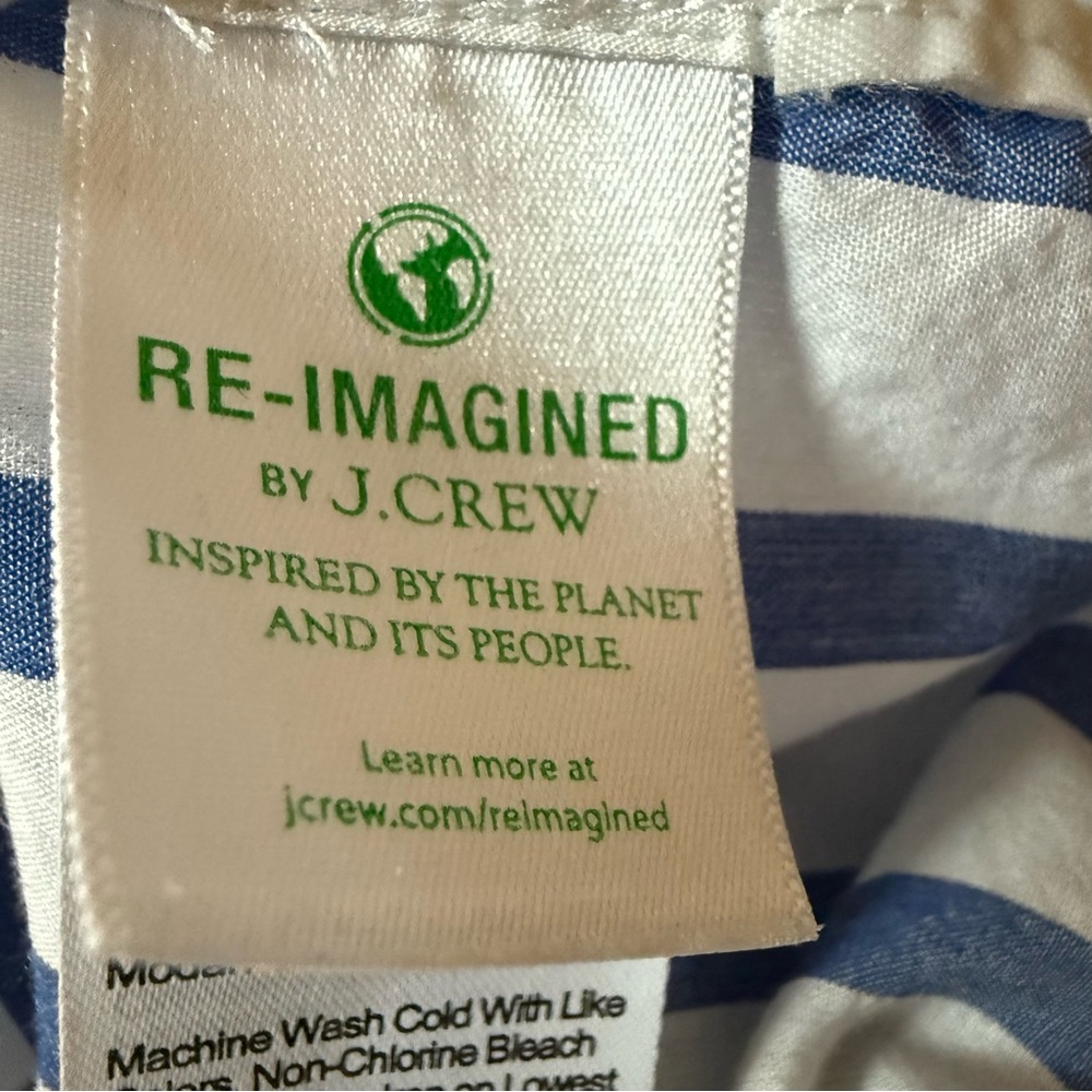 J Crew Garçon Classic White Button Up with Blue Stripes Cotton Blend Size 12 - Picture 6 of 9